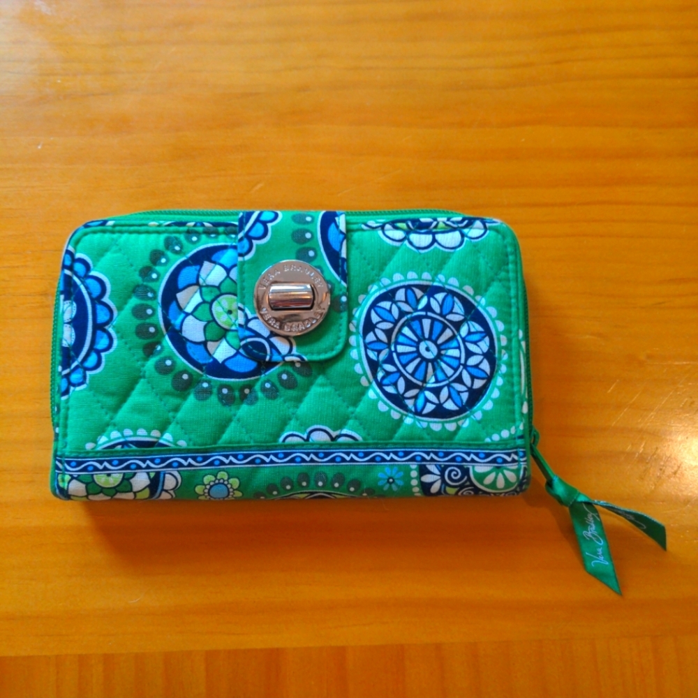 Vera Bradley Green and Blue Floral Wallet